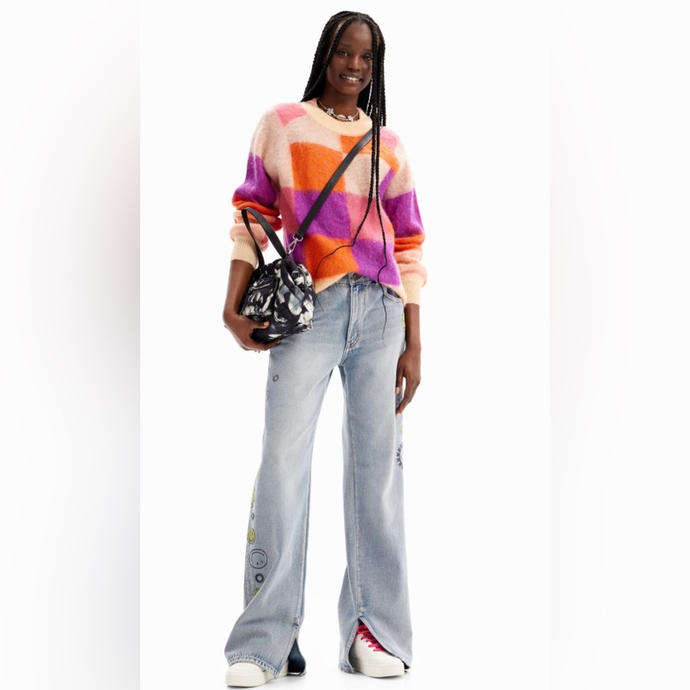 Desigual Jucar Orange Pink Pullover Sweater Size … - image 4